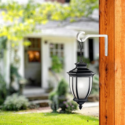 Monarch Abode Plant Hangers – Wall Mount Plant Hooks for Hanging Baskets, 6 Inch Metal White Fence Wall Plants Hanger for Outdoor Indoor, Flower Pot, Bird Feeder, Wind Chime Bracket, 2 Pack