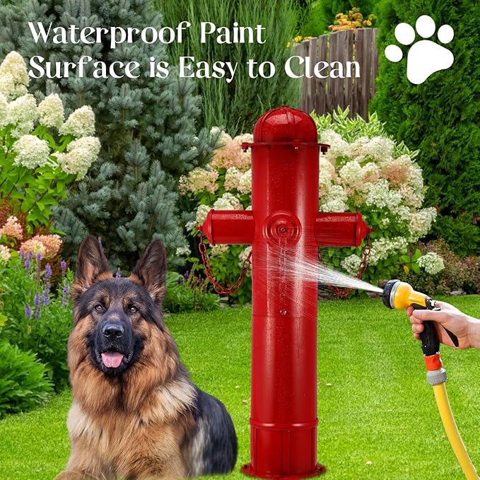 Foaincore Fire Hydrant for Dogs to Pee On, 31.5 Inches Red Puppy Pee Training Tool, Large Metal Fake Fire Hydrant Statue for Dogs Outdoor Yard Decor, Firefighter Gifts for Men