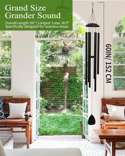 Extra Long 60" Wind Chimes for Indoor and Outdoor, Deep Bass Tone and Professional Tuned Aluminum Wind Chimes for Patio Garden Memorial, Sympathy Gift for Loss of Loved One, Housewarming Gift