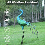 Metal Peacock Statue Yard Decor - Large Iron Peacock 34", Standing Bird Garden Sculptures, Metal Birds Yard Art Outdoor Statues, Outdoor Backyard Decor, Patio, Porch, Lawn Ornament Garden Decoration