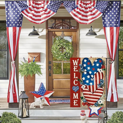 AVOIN colorlife Patriotic 4th of July Welcome Garden Flag 12x18 Inch Double Sided, Memorial Day Independence Day American Stars and Stripes Love Heart Yard Outdoor Decoration