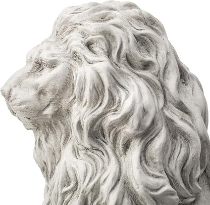 Glitzhome Guardian Sitting Lion Garden Statue MGO Outdoor Decoration, 20.75" H, White