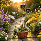 Whimsical Metal Carnivorous Plant Garden Stake, Whimsical Garden Decor, Three Dramatic Open-Mouth Blooms, Yard Art for Flower Beds, Patios & Planters, Unique Quirky