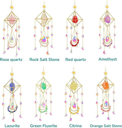 Crystal Suncatcher Lapis Lazuli, Blue Sun Catcher Hanging Decor, Valentine's Day Gift, Blue Lazurite Crystal Window Hanging, Gemstone Prism, Boho Chic Decor, Raw Natural Stone (Lazurite)