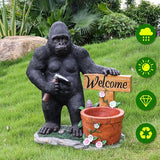 Gorilla Resin Garden Statue Planter, Waterproof Outdoor Yard Lawn Decor Flower Pot, Front Porch Ornament Housewarming Gift(Standing Gorilla)