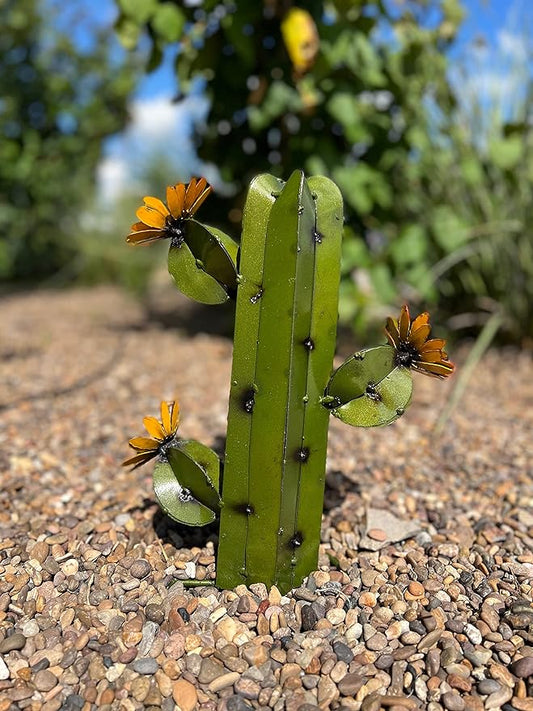 Mini Metal Saguaro - Garden Art (Olive)
