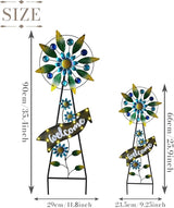 TERESA'S COLLECTIONS Hummingbird Garden Solar Stake, Wind Spinner Yard Art Sign for Outdoor Decor, Metal Purple Floral Windmill Decorative Garden Stake for Lawn Ornaments, Gifts for Mom, 36''