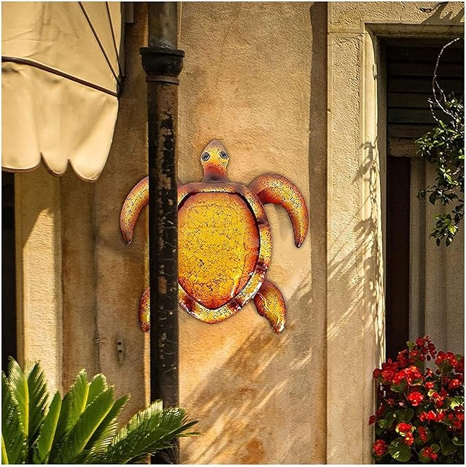 Sculpture Tabletop Metal Turtle Wall Decor Bathroom Glass Art Iron Sculpture Outdoor Blue Hanging Bedroom Patio Porch Or Fence