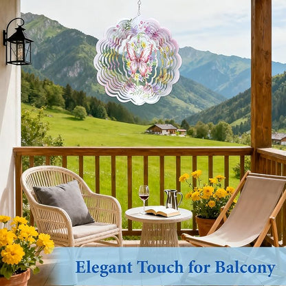 Wazzio Butterfly Wind Spinners Outdoor, Birthday Gifts for Women Wife Mom, Butterfly Hanging Wind Sculptures Spinners for Christmas, 12 inch Outdoor Indoor Hanging Ornament for Garden Backyard Lawn