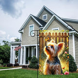 BlissYard Spring Summer Garden Flag 12x18 Inch Dog Flag Double Sided Yorkshire Terrier Butterfly Garden Flags Outdoor Yard Lawn Porch Patio Decor Banner for Pet Lovers