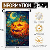 Halloween Garden Flag Pumpkin Garden Flag Custom Personalized Funny Garden Flags Arts Starry Night Sky Moon Yard Flag Double Sided Fall Porch Patio Farmhouse Outdoor Yard Decorative 12x18 Inch