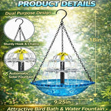 Solar Cascade Hanging Bird Bath Fountain,Outdoor Hanging Bird Bath Solar Fountain for Bird Bath, Solar Bath Fountain for Birds with Solar Pump and Decorative Bowl for Garden, Patio Gift (1PCS B)