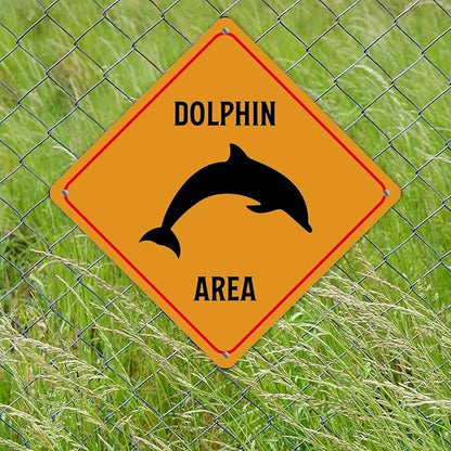 Dolphin Crossing Xing Sign Beware of Dolphin Metal Sign Ocean Animal Funny Warning Sign Crossing Zone Sign for Farm Yard Front Door Indoor Outdoor Street Sign 10x10in