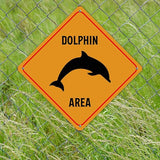 Dolphin Crossing Sign Caution DolphinXing Sign Street Sign Wildlife Novelty Road Fence Wall Decor Warning Metal Tin Sign For Indoor Outdoor 15x15in