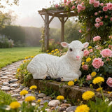 Jerliflyer Lamb Garden Statue,Sheep Hand Made Lifelike Garden Sculpture for Indoor Outdoor Decoration (Medium Lying Position)