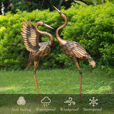 TERESA'S COLLECTIONS Garden Decor, Set of 2 Brass Herons Garden Decor, 25-26", Waterproof Metal Garden Statue, Herons Gifts, Garden Gifts for Women Mom, Indoor/Outdoor
