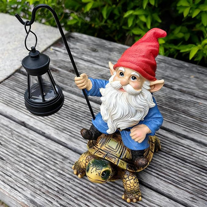 Outdoor Garden Gnome, Funny Lawn Gnome Statue Decorations, Solar Gnome Riding Turtle Figurines Ornament for Patio, Balcony, Yard, Iutdoor Office Home Decor, Mom Grandma Sisters Gifts