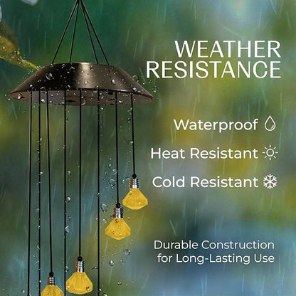 Upblend Outdoors Solar Hanging Decoration for Outside – Color Changing LED Decoration for Outdoor, Solar Chimes Outdoor Waterproof, Light Decor for Outside – Diamond, Gold