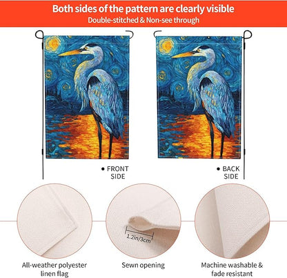 Stork Bird Garden Flag Seasonal Double Sided 12 x 18 Inch Small Yard Flag for Indoor Outdoor Decor Holiday All Seasons