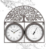 17Inch Large Outdoor Clock,Waterproof Wall Clock with Thermometer,Weatherproof Non-Ticking Quartz Battery Operated Decor Clock for Patio,Garden,Pool,Porch,House Warming Gifts