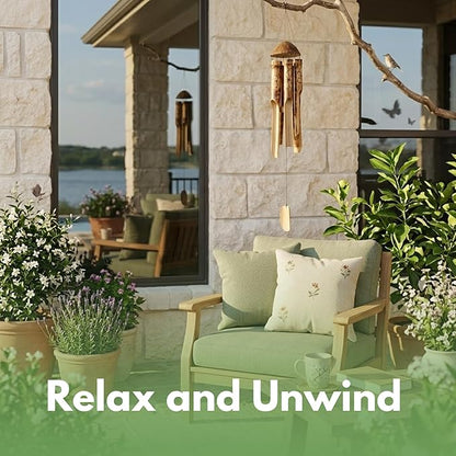 Solange & Frances Bamboo Wind Chimes - Elegant Home Decor for Front Porch and Garden. Unique Gifts for Women, White Elephant Gifts, Outdoor Wind Chimes for Relaxing Ambiance