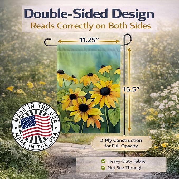 Caroline's Treasures Maryland Black-Eyed Susans in Watercolor Garden Flag Mailbox Flag Decorative Yard Flag Banner Outside Patio Artwork Yard Flower Beds, Garden Size, Multicolor