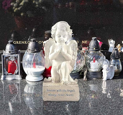 Artisan Flair Praying Angel Figurines,Resin White Cherubs Statues,Home Garden Memorial Angel Sculpture-6.5 Inch