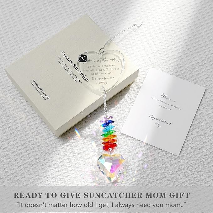 Mom Gift, Mom Birthday Gifts, Crystal Suncatcher Gifts for Mom from Daughter, Happy Mother’s Day