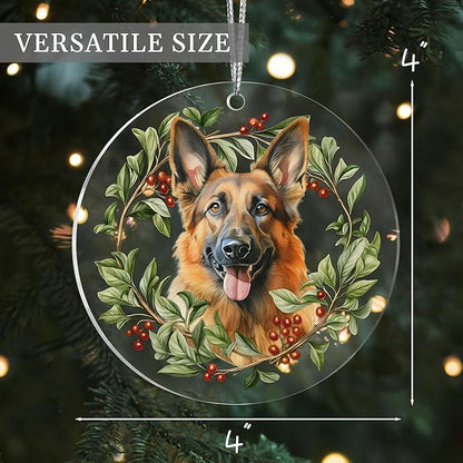 Colorful Dogs Acrylic Suncatcher Ornament for Window Decor, Acrylic Suncatcher Window Hanging Decor, Dog Lovers Gifts for Women, Dogs Christmas Ornaments for Tree Hanging (German Shepherd)