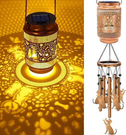 Dog Solar Wind Chimes for Outside, Gifts for Mothers Day Mom Women Grandma Birthday Memorial Teacher, 32" Windchimes Outdoor Decor Hanging Solar Lantern for Garden Porch Patio Backyard