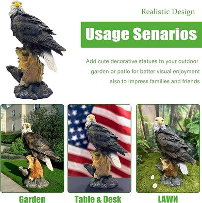 Teaeeno Majestic Eagle Decor Statue,Eagle Yard Decor Sculpture,Animal Statue Indoor/Outdoor Desk Decor for Home,Animal Figurine Ornament,Art for Desk,Garden Lawn Ornament,Perfect for Room,Office Table