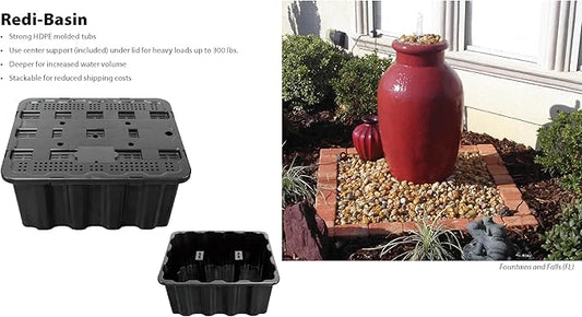 EasyPro RBH29 29 Inch Redi-Basin Pond Reservoir for Water Features, Fountains, Bubbling Rock & Garden Statues, Heavy Duty Pond Basin with 30 Gallon Capacity
