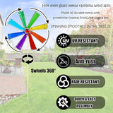 COOZZYHOUR 42 Inch Glass Rainbow Wind Spinners,Outdoor Yard Metal and Glass Windmill Garden Stake, Wind Sculptures for Yard and Garden Lawn Patio Decoration-Rainbow