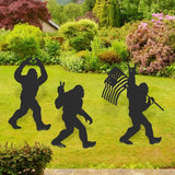Bigfoot Decor Garden Stakes - 3 Pcs Metal Big Foot Statues Yard Art Ornaments Sasquatch Gifts Patio Lawn Pathway Decorations Black Figurine Silhouette Decorative Christmas Birthday Gift
