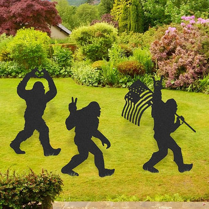 Bigfoot Decor Garden Stakes - 3 Pcs Metal Big Foot Statues Yard Art Ornaments Sasquatch Gifts Patio Lawn Pathway Decorations Black Figurine Silhouette Decorative Christmas Birthday Gift