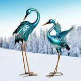Ratuor Garden Crane Statues for Outdoor Blue Heron Metal Birds Yard Art Ornaments for Backyard Pond Patio Porch Outside Decorations