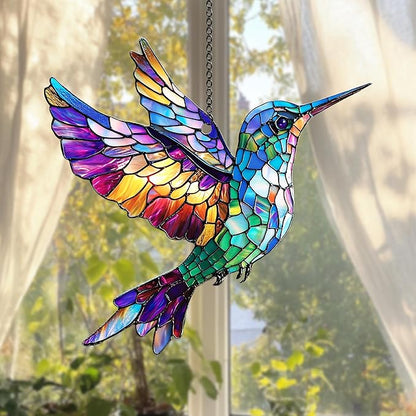 Multicolor Bird Acrylic Suncatcher Hanging Christmas Ornament Stained Glass Effect Window Car Indoor Outdoor Decor Garden Sun Catcher Gifts Nature Lover Decorations for Women Mom Grandma