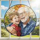 Personalized Grandma Stained Glass Sun Catcher, Custom Photo Window Hanging, Personalized Stained Glass, Gift for Grandma, Grandparents, Christmas, Birthday, Keepsake, Christmas Ornament, P3