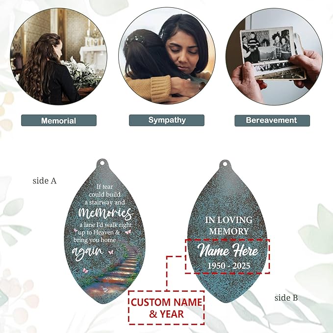 ASTARIN Personalized 35inch Sympathy Wind Chimes, Memorial Gifts Wind Chimes for Outside, Deep Tone Wind Chime for Loss of Loved Ones, Commemorative Wind Chime for Mom/Dad/Friends,Produced in USA