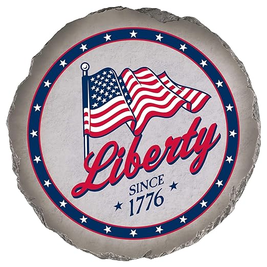 Magnolia Garden 10-Inch Liberty Since 1776 Patriotic Stepping Stone – Waving American Flag Resin Garden Walkway Tile – Red White and Blue Outdoor Accent – USA Pride Decoration & Veteran/Military Gift