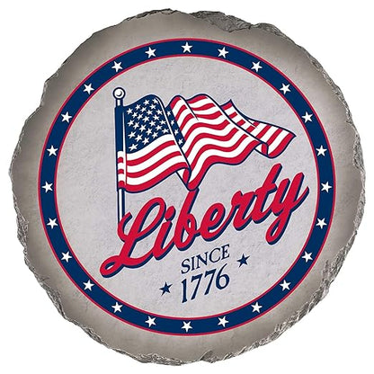 Magnolia Garden 10-Inch Liberty Since 1776 Patriotic Stepping Stone – Waving American Flag Resin Garden Walkway Tile – Red White and Blue Outdoor Accent – USA Pride Decoration & Veteran/Military Gift