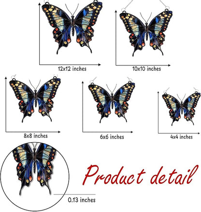 Midnight Butterfly Acrylic Suncatcher, Boho Suncatchers for Window Hangings, Stained Glass Effect Indoor Outdoor Garden Decor for Butterfly Lover, Gifts for Mother's Day, Mom, Grandma, Wife, Women