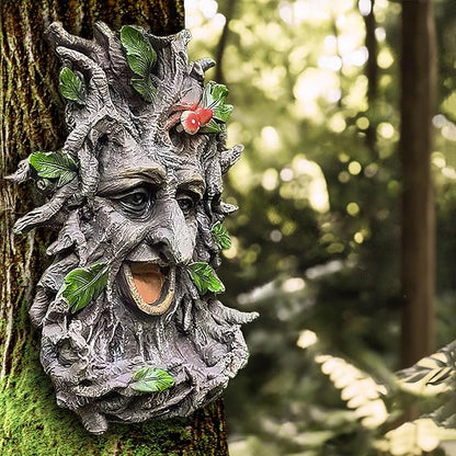 Teaeeno Charming Tree Face Garden Decor, Bird Feeders for Outdoors, Large Outdoor Tree Hugger for Halloween, Funny Animal Feeder, Trees Decoration Outdoor Wallmounted Statue
