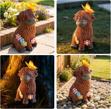 Highland Cow Garden Statue with Butterfly - Outdoor Decor for Yard, Patio & Lawn - Cute Cattle Figurine, Whimsical Backyard Ornament & Art, Unique Gifts for Grandma, Mom & Cow Lovers