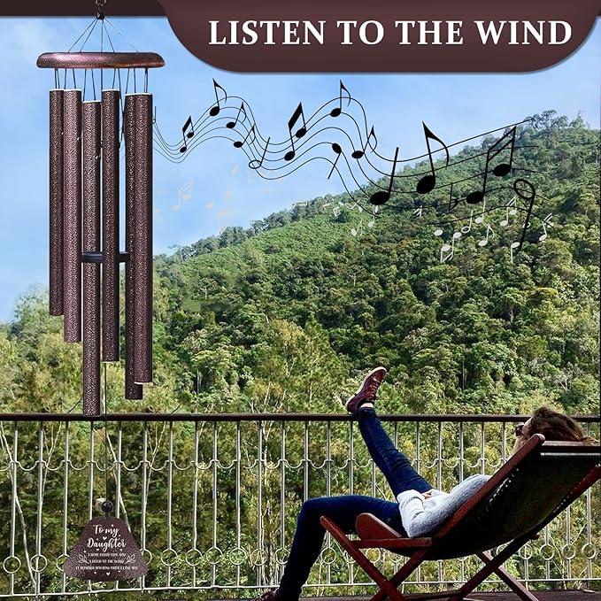 Mothers Day for Daughter Gifts from Mom, Best Daughters Ever 32" Wind Chimes, Birthday Gifts for Daughter, Christmas Birthday Presents for Her from Dad, Daughters Graduation Gift Ideas