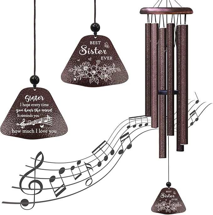 Sister Birthday Gifts 32” Wind Chimes, Sister Gift, Birthday Gifts for Sisters, Sis Wind Chimes for Graduation Christmas Mothers Day
