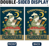Dyrenson Inspirational Frog Everything is Figureoutable Decorative Garden Flag, Motivational Mushroom Yard Outside Home Decoration, Funny Positive Farmhouse Outdoor Small Decor Double Sided 12 x 18
