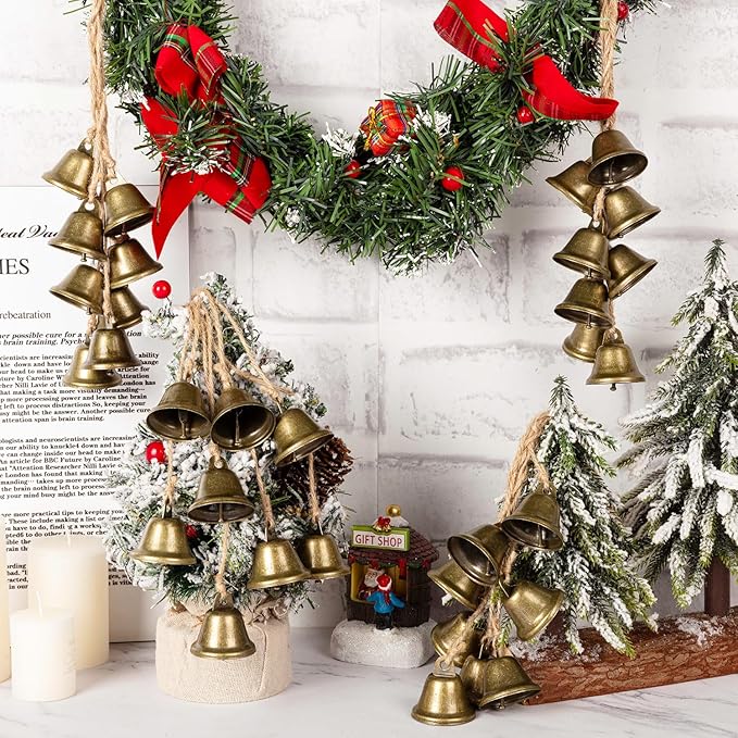 4 Pcs Witch Bells Protection for Door, Hangers Wind Chimes, Door Bell Hanger Christmas Bells for Boho Home Room Decor