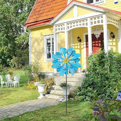 Outdoor Metal Wind Spinner – 76 in Kinetic Garden Windmill Sculpture, Heavy-Duty Rustproof Waterproof Yard Patio Lawn Decor with Dual Rotors – Easy Install Gift