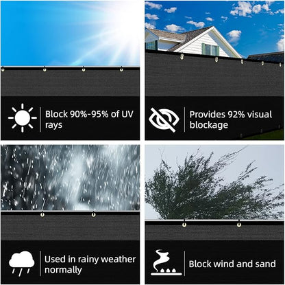 KANAGAWA 3ft x 10ft Privacy Screen Fence, 90% Blockage Heavy Duty 175 GSM Fencing Mesh Net Cover for Outdoor Wall Garden Yard Backyard 40 Cable Zip Ties Included Black
